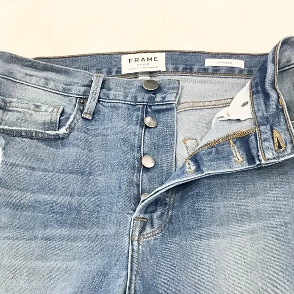 FRAME 27 Le Original High Rise Straight  Cropped Women’s Jeans Distressed McLane - Picture 9 of 13